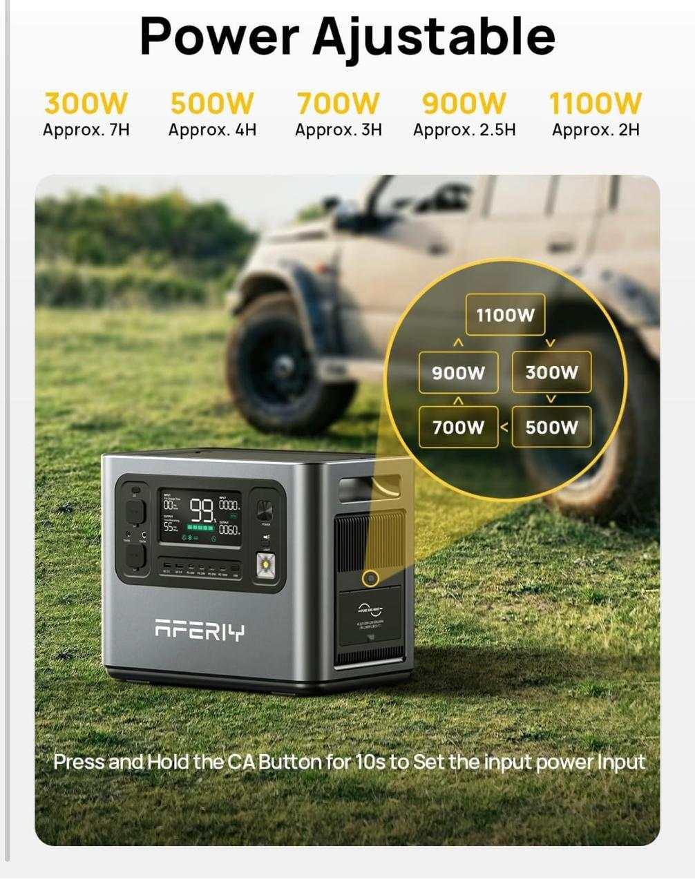 محطة الطاقة المحمولة AF-P210 بقوة 2400W مع لوح شمسي 400W من AFERIY.