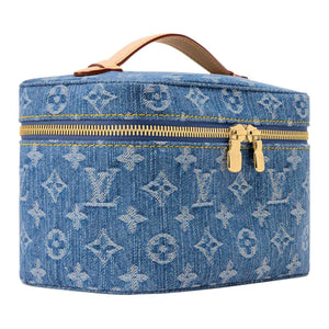 حقيبة Makeup من قماش Denim أزرق بنقشة Monogram.