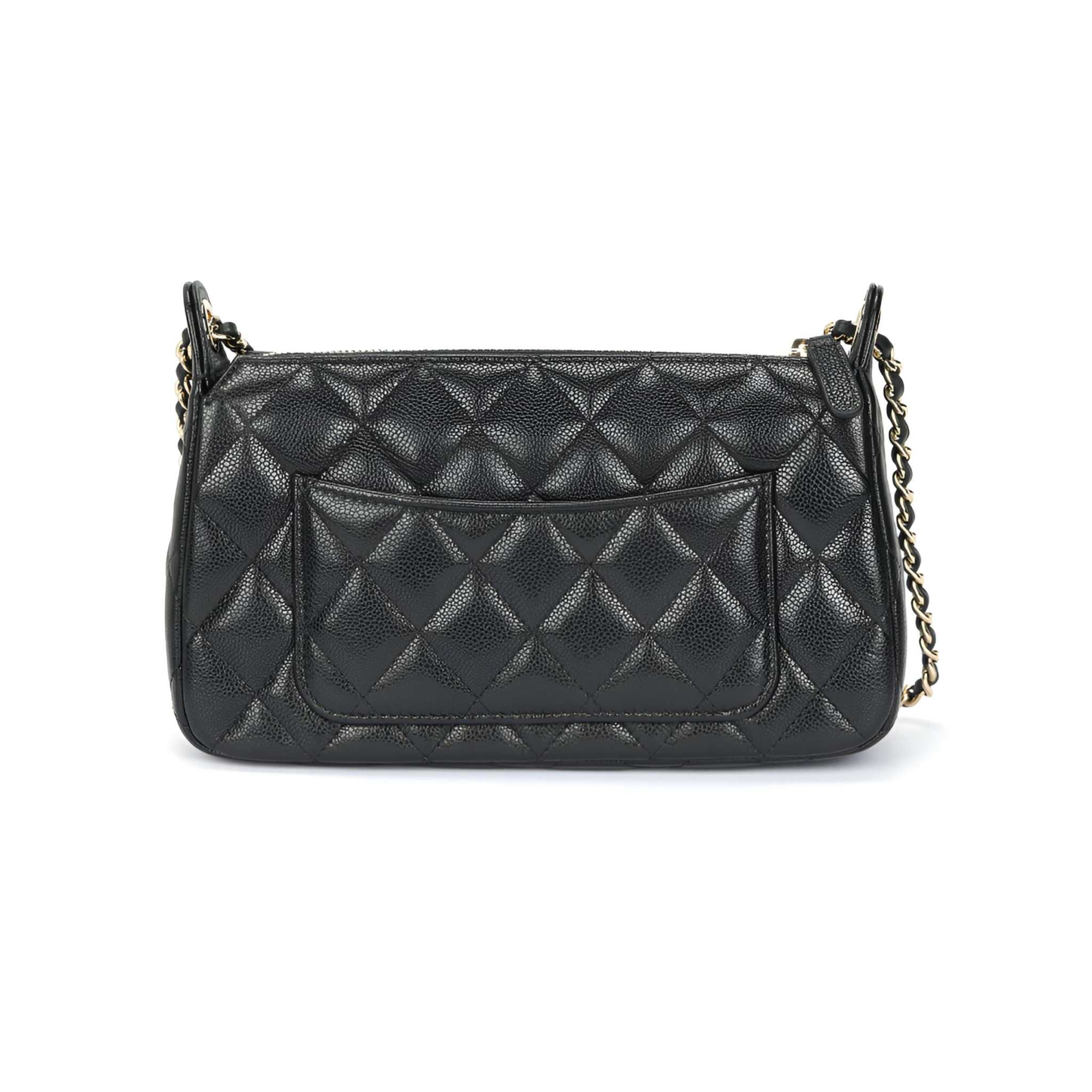 CHANEL 25A Cannabis Shoulder Bag Black.