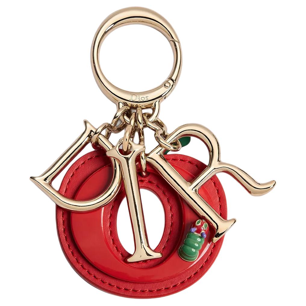 DIOR Apple Graphic Design Pendant Unisex Couple Style Gold and Red