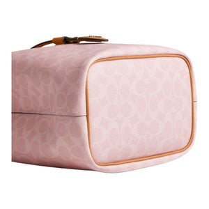 COACH Rowan 21 Classic Monogram Detachable Shoulder Strap Bucket Bag Synthetic Leather Crossbody Handbag Small Women's Sakura Pink