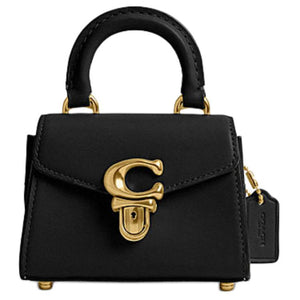 COACH Sammy 12 Metal Logo Locking Strap Detachable Cowhide Leather Crossbody Handbag Mini Women's Black