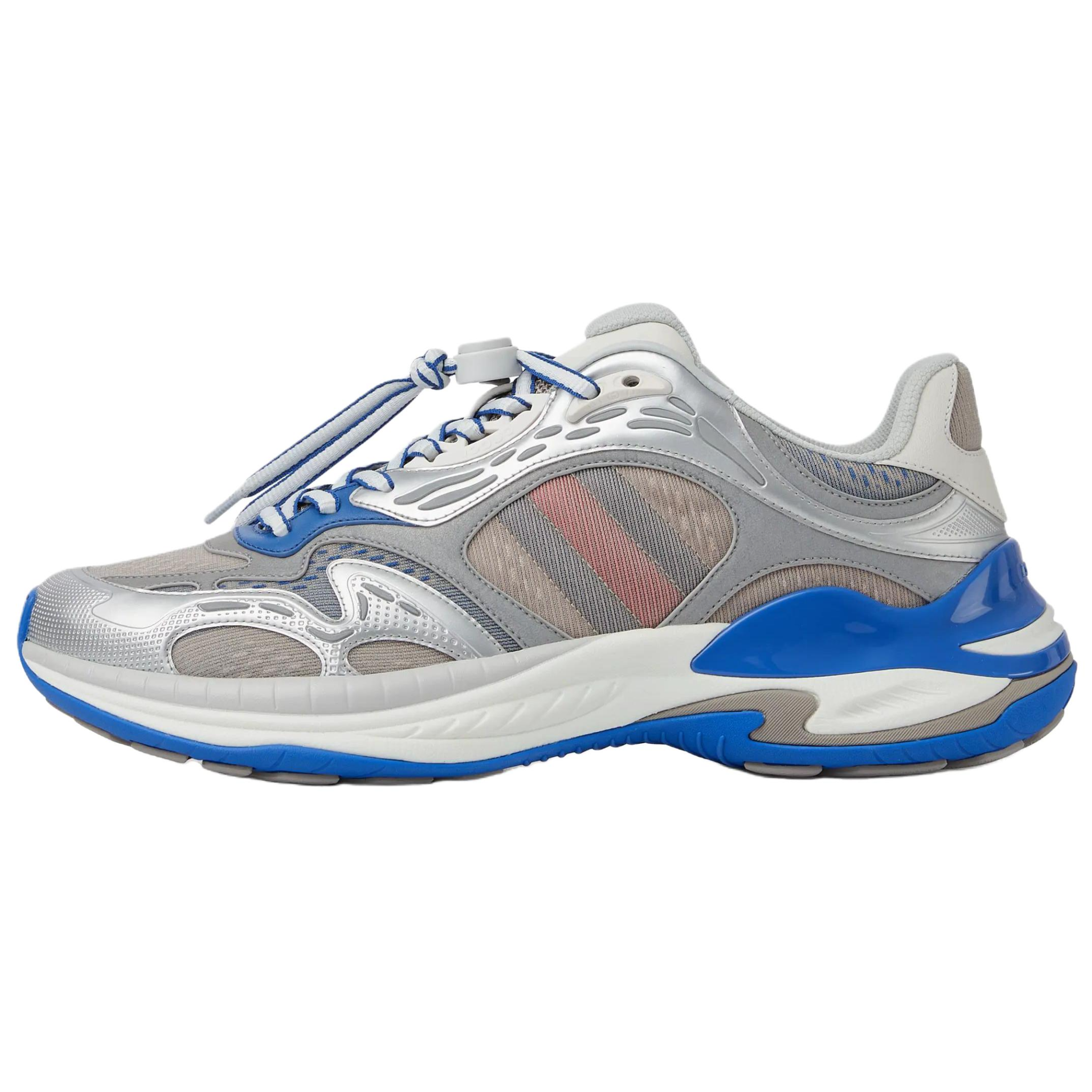 GUCCI  2.0 Mesh Leather Round Blue Grey.