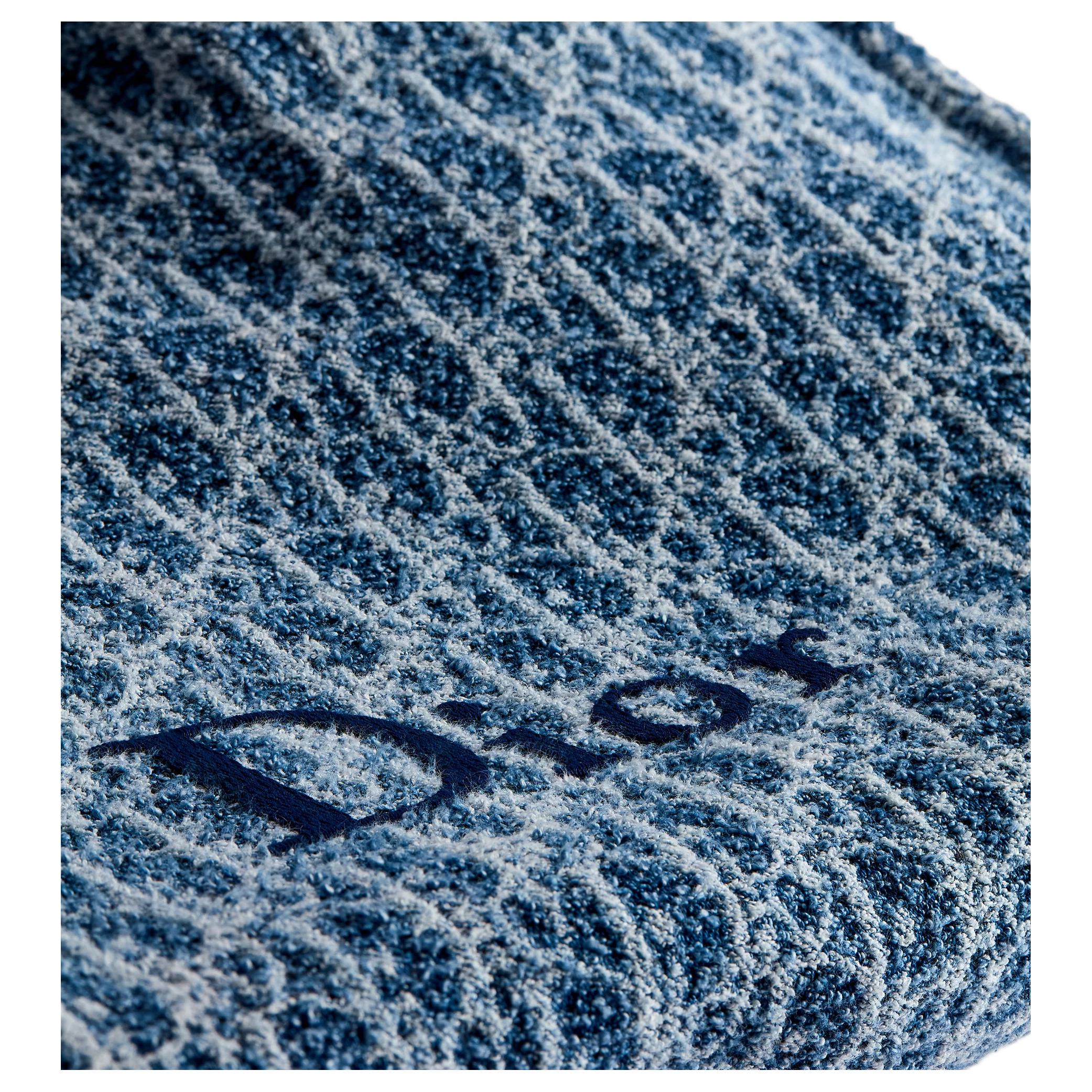DIOR Dioriviera Spongy Book Tote Fluffy Logo Embroidered Printed Fabric Cotton Tote Handbag Medium Size Women's Blue