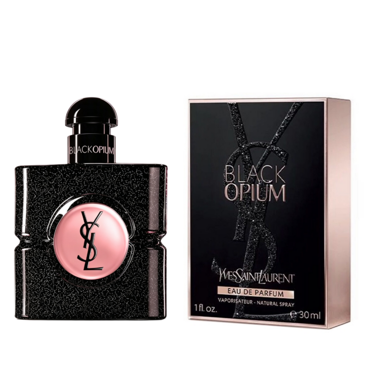 عطر بلاك اوبيوم من ايف سان لوران مع علبته