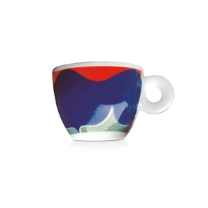 فنجان اسبريسو illy إصدار 1993 بنقش تجريدي أحمر وأزرق وأبيض دون صحن