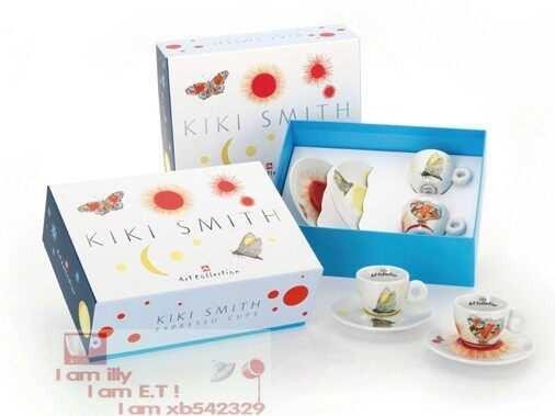 علبة هدية فناجين illy Kiki Smith مع فنجانين وطبقيهما
