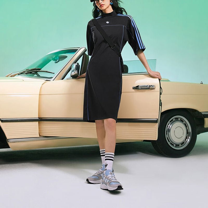 فستان نسائي adidas أسود بأشرطة أزرق أنيق - رفعة