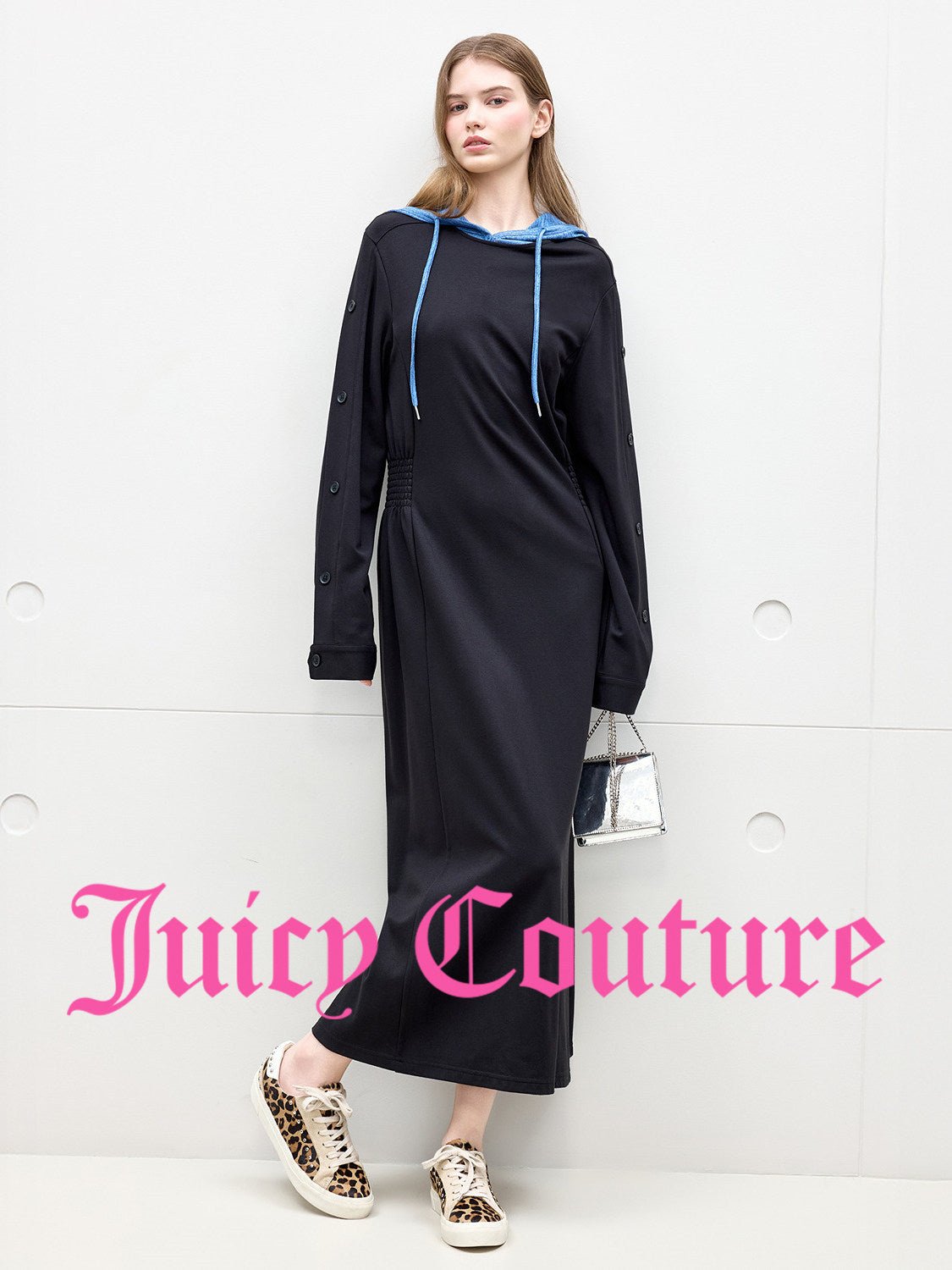فستان نسائي طويل بفتحة Juicy Couture أسود - رفعة