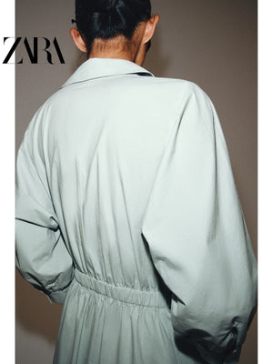 فستان ZARA نسائي أنيق بحزام أخضر نعناعي - رفعة
