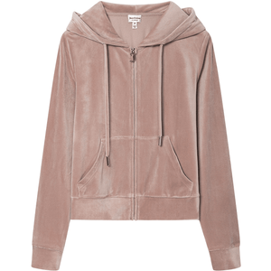 جاكيت نسائي بقبعة Juicy Couture Zero-Pressure Stretch Velvet بيج - رفعة