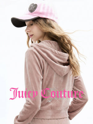 جاكيت نسائي بقبعة Juicy Couture Zero-Pressure Stretch Velvet بيج - رفعة