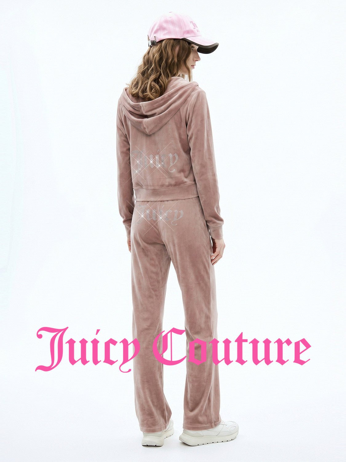 جاكيت نسائي بقبعة Juicy Couture Zero-Pressure Stretch Velvet بيج - رفعة