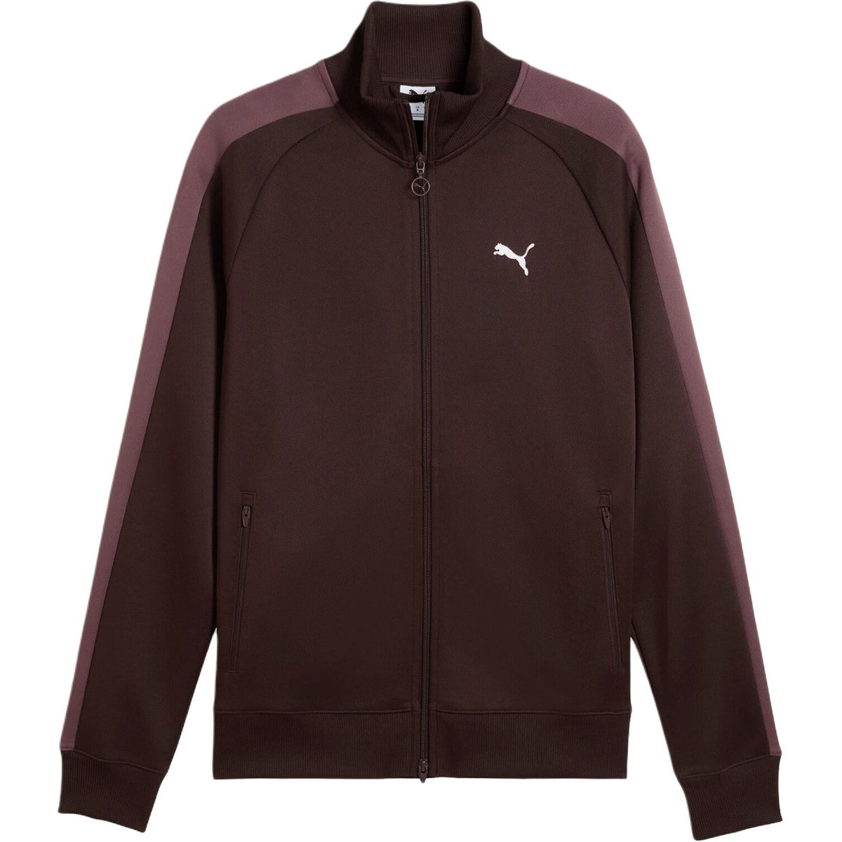 جاكيت رجالي رياضي بياقة واقفة بشعار PUMA باللون البني الشوكولاتي الداكن