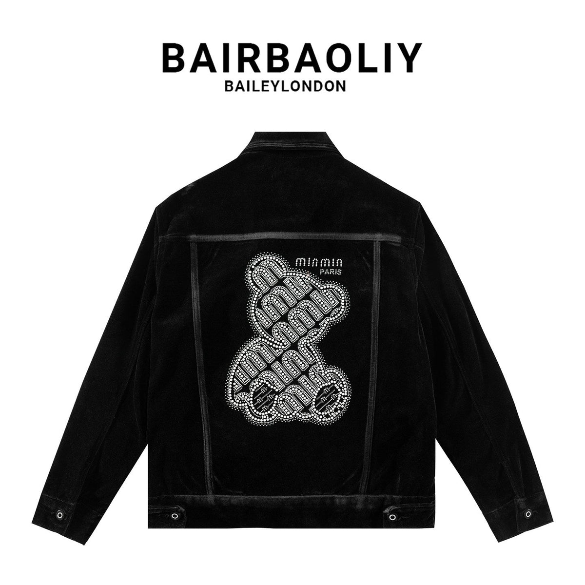 جاكيت BAIRBAOLIY الرجالي الأسود بتصميم الدب