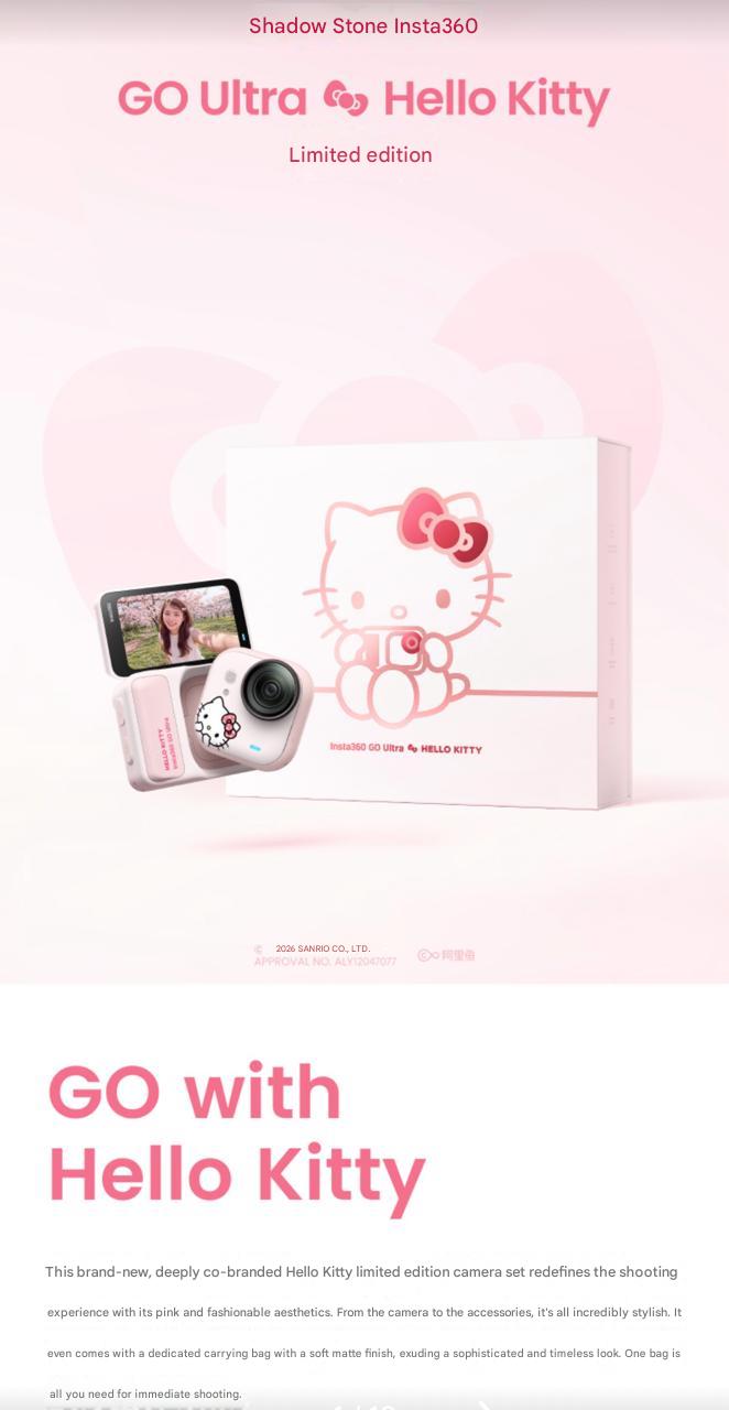 Hello Kitty Insta360 GO Ultra | Limited Edition Pink Action Camera