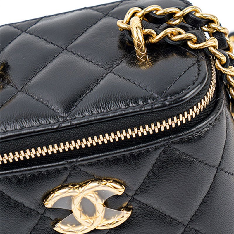 حقيبة Chanel Vanity نسائية فاخرة جلد أسود - رفعة