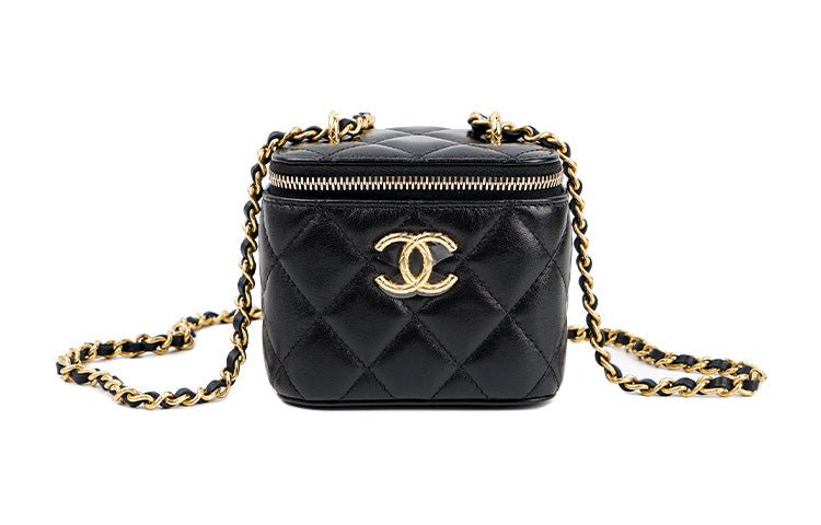حقيبة Chanel Vanity نسائية فاخرة جلد أسود - رفعة