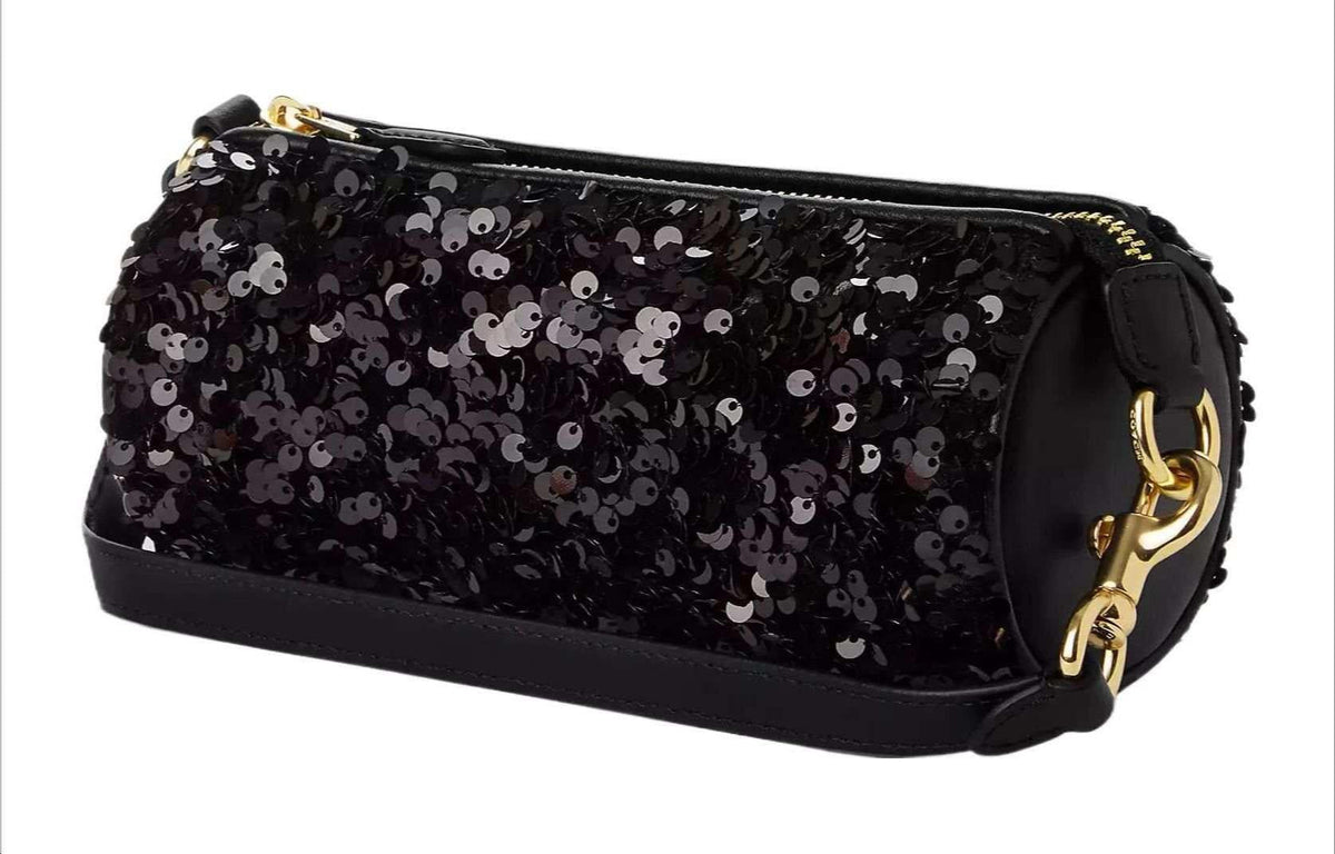 Coach Nolita Barrel Bag Sequin |🖤 حقيبة كوتش نوليتا باريل بالترتر الأسود.