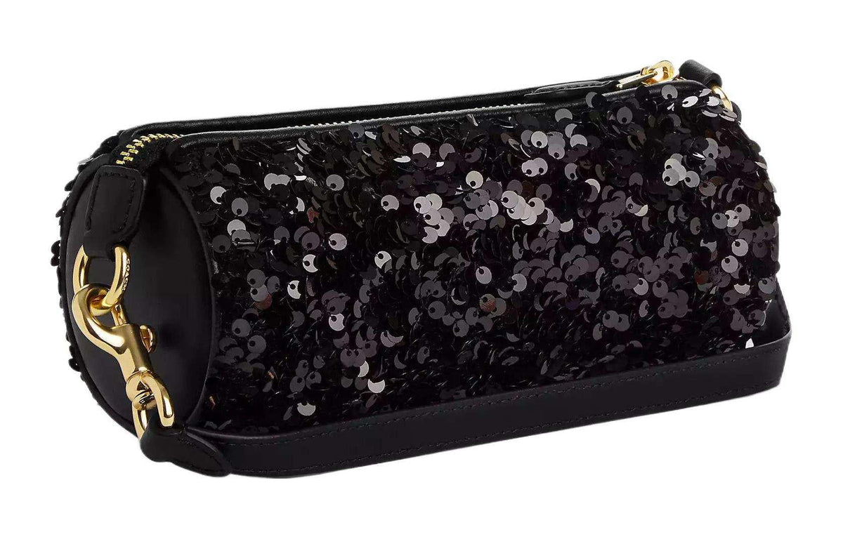 Coach Nolita Barrel Bag Sequin |🖤 حقيبة كوتش نوليتا باريل بالترتر الأسود.