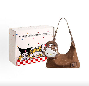 حقيبة كتف Hello Kitty x TOUTOU أنيقة باللون البني - رفعة