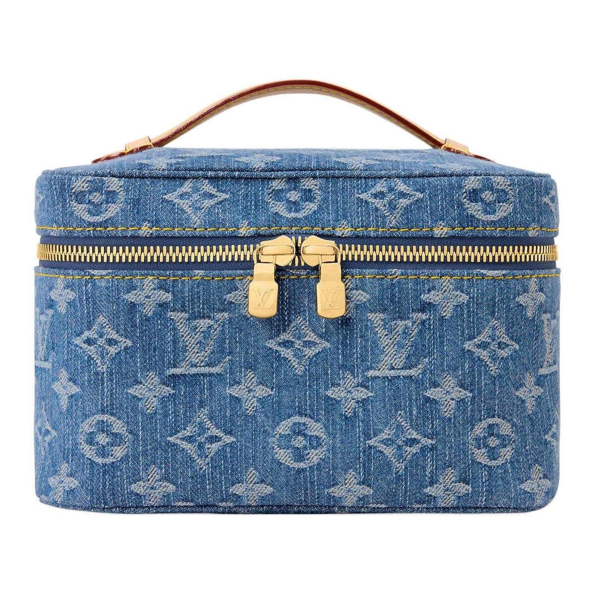 حقيبة Makeup من قماش Denim أزرق بنقشة Monogram.