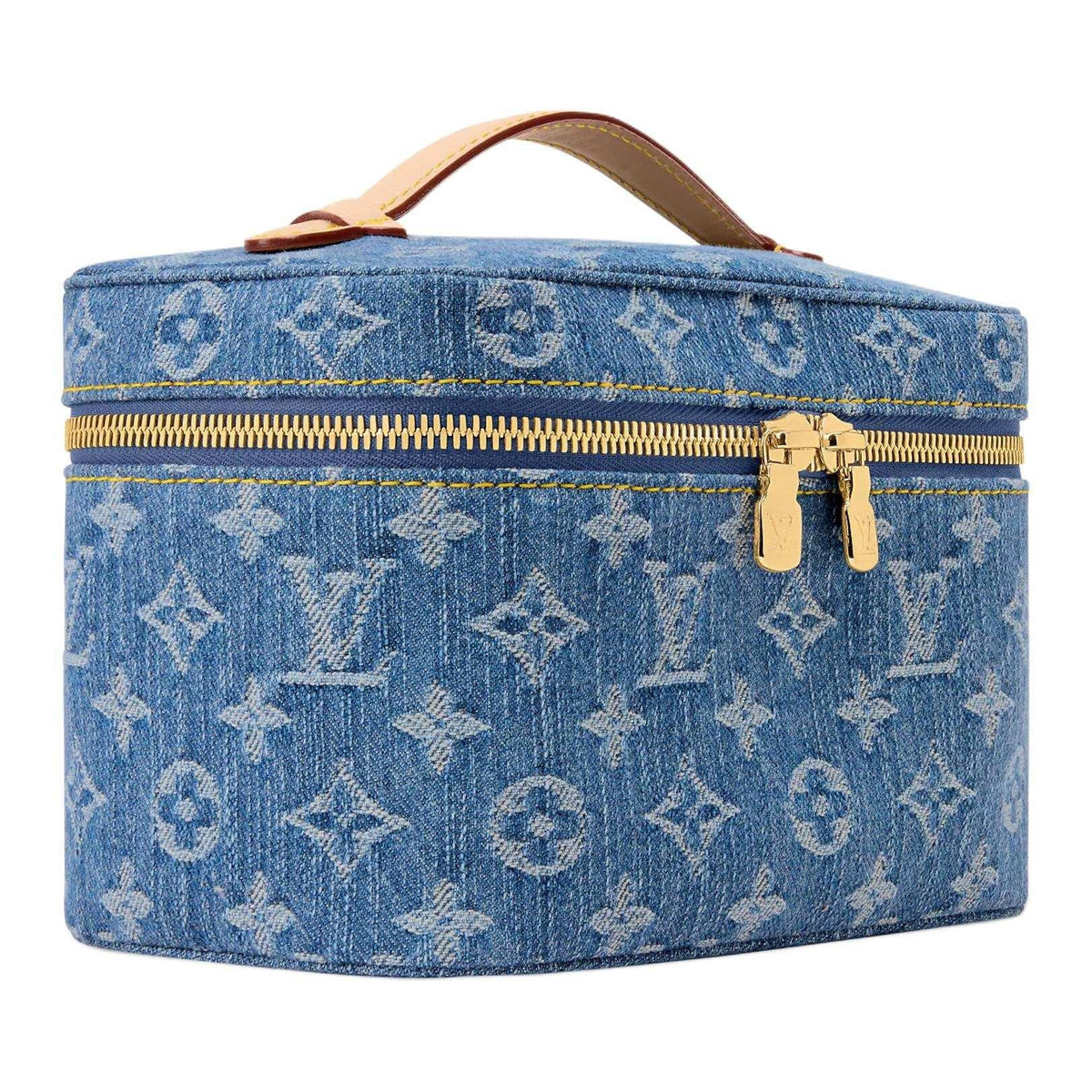 حقيبة Makeup من قماش Denim أزرق بنقشة Monogram.