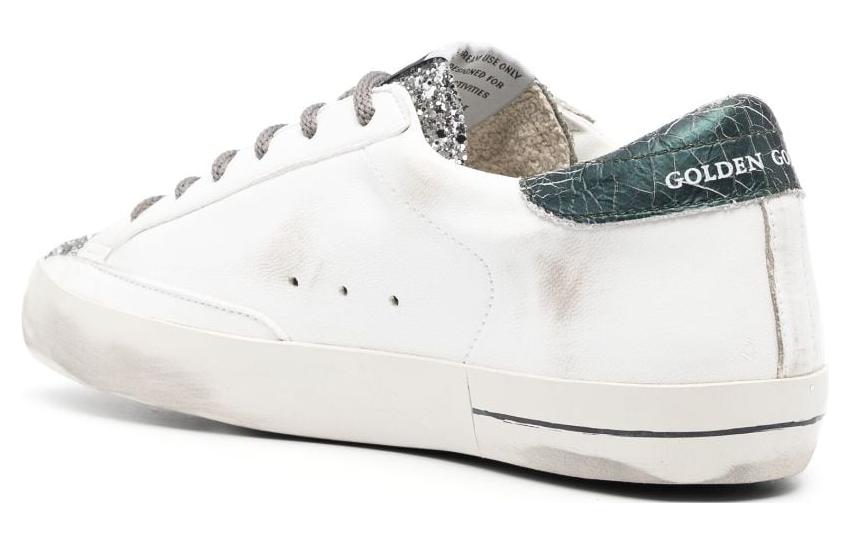 حذاء Golden Goose رياضي نسائي أبيض بجليتر فضي - رفعة