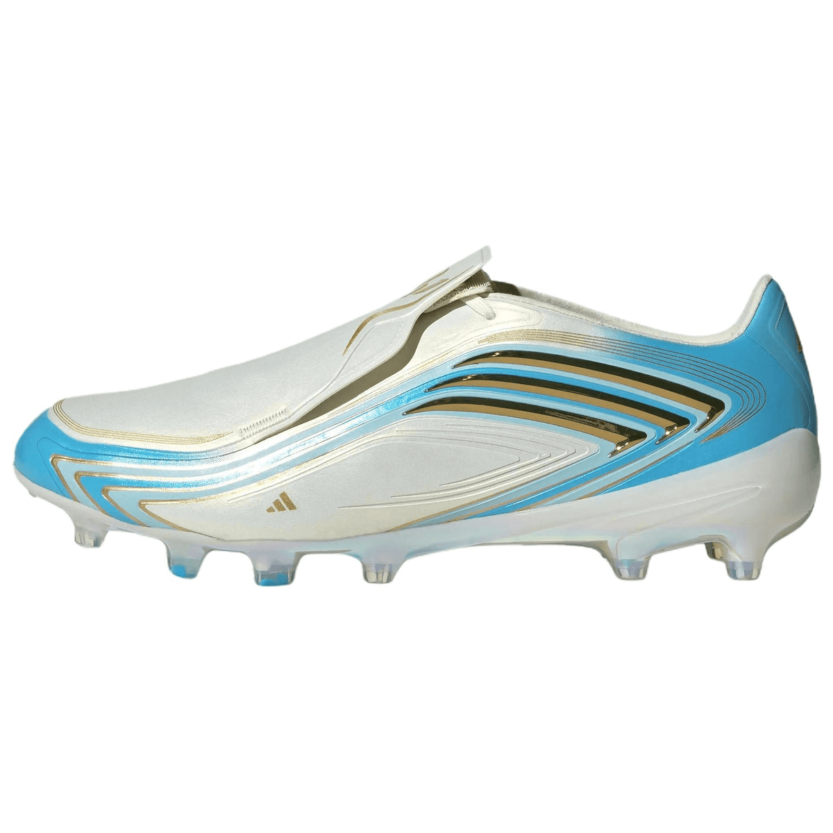 حذاء كرة قدم اديداس F50 Messi Elite للعشب الصناعي باللون الأبيض والأزرق