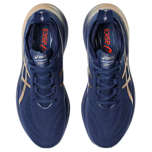 حذاء رياضي ASICS GEL-Nimbus 26 بتقنية FF Blast+ لون أزرق وذهبي - رفعة