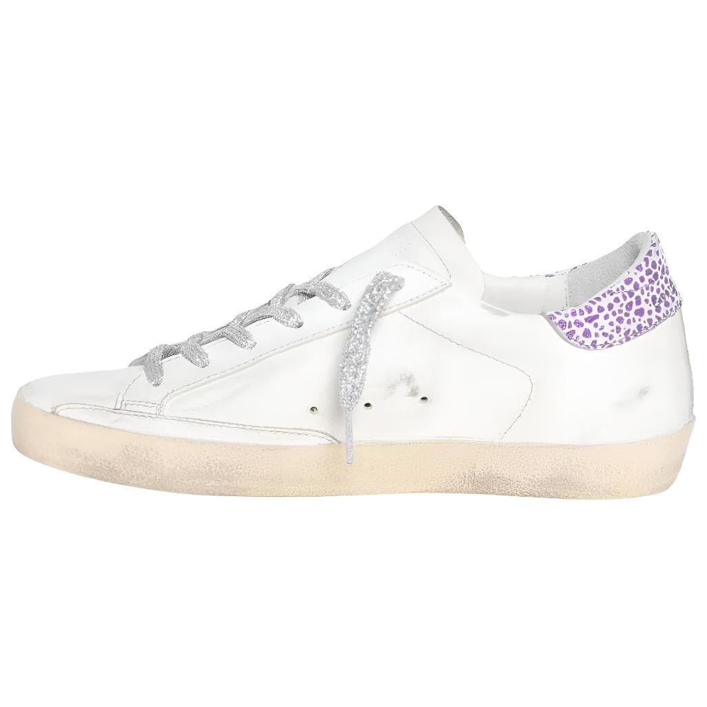 حذاء رياضي Golden Goose Super-Star أبيض بنجمة فضية نسائي - رفعة