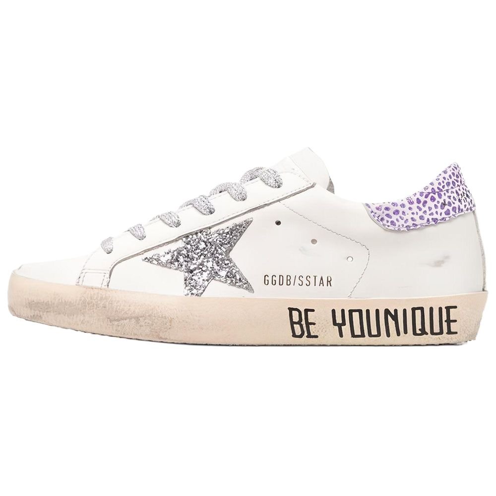 حذاء رياضي Golden Goose Super-Star أبيض بنجمة فضية نسائي - رفعة