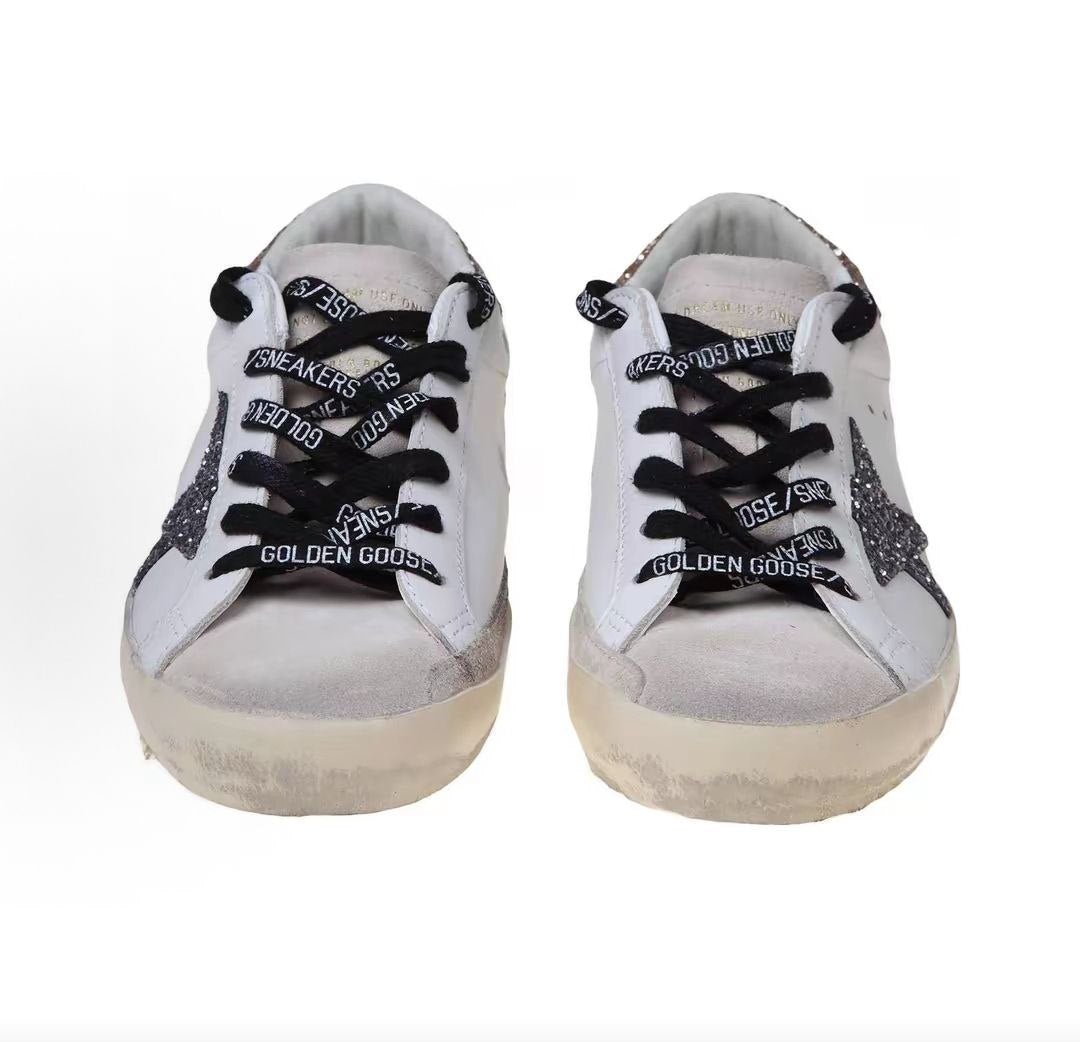 حذاء رياضي نسائي Golden Goose أبيض بنجمة جليتر فخم - رفعة