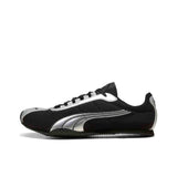 Puma Speedcat black silver mesh shoes side view displaying metallic formstrip design.