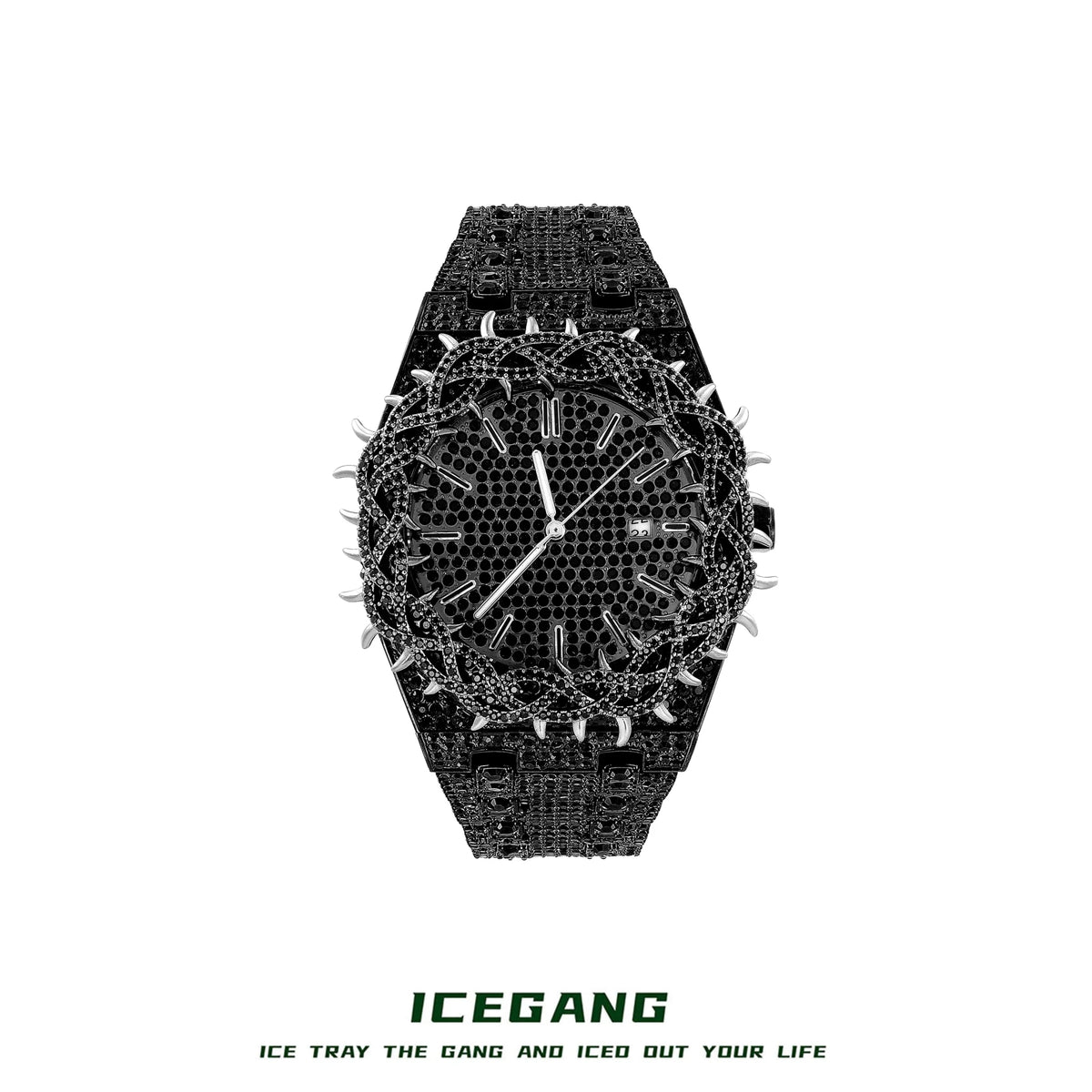ICEGANG colored diamond Thorn Crown series full diamond oak watch European and American hiphop heavy industry watch gift box - رفعة