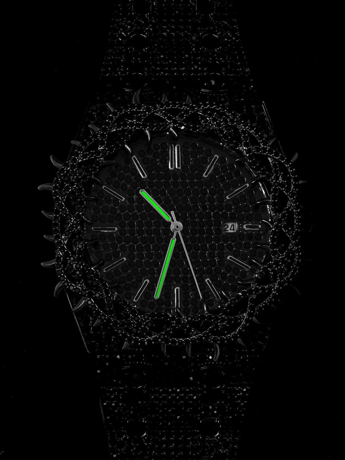 ICEGANG colored diamond Thorn Crown series full diamond oak watch European and American hiphop heavy industry watch gift box