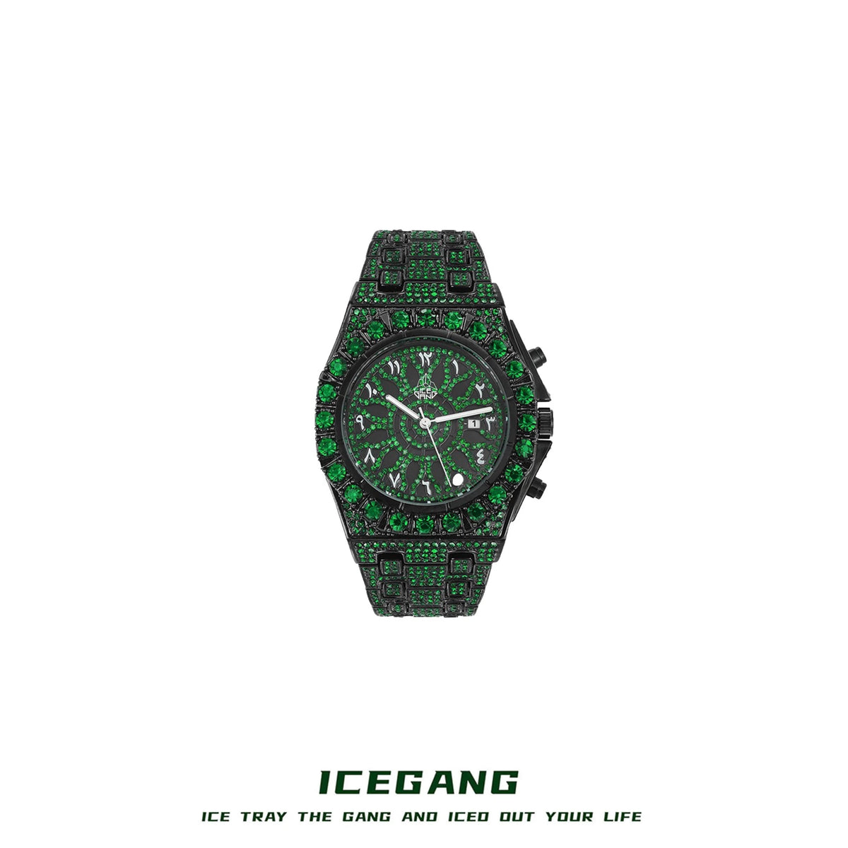 ICEGANG Green Kaleidoscope Full Diamond Watch for Men and Women 24fw New Fashion Trend Watch Gift Box - رفعة