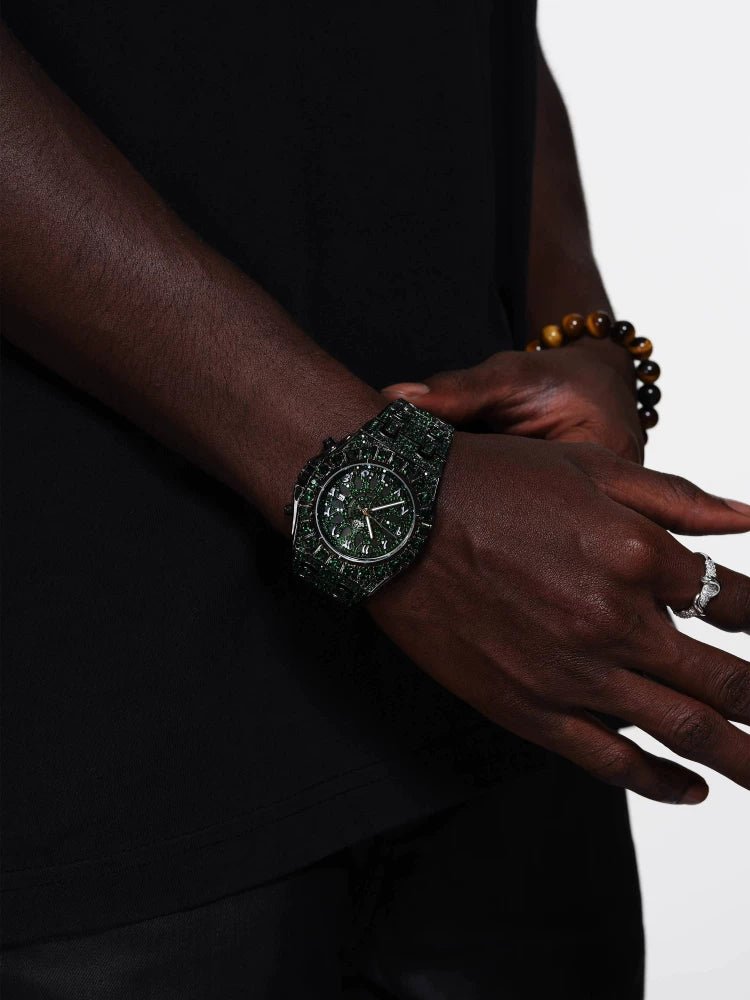 ICEGANG Green Kaleidoscope Full Diamond Watch for Men and Women 24fw New Fashion Trend Watch Gift Box
