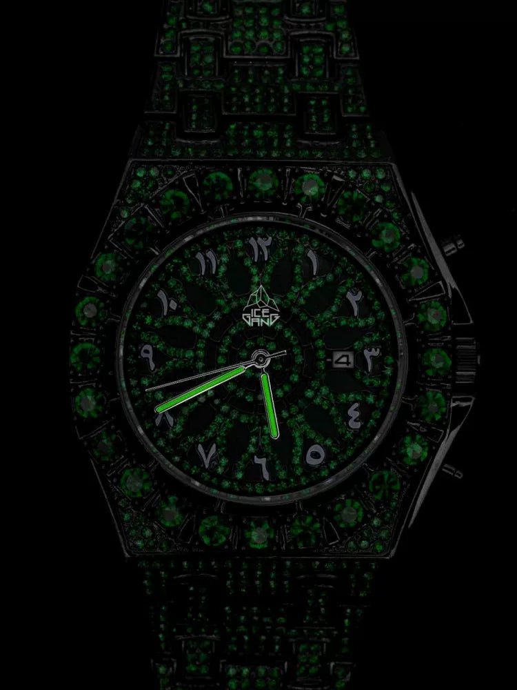 ICEGANG Green Kaleidoscope Full Diamond Watch for Men and Women 24fw New Fashion Trend Watch Gift Box