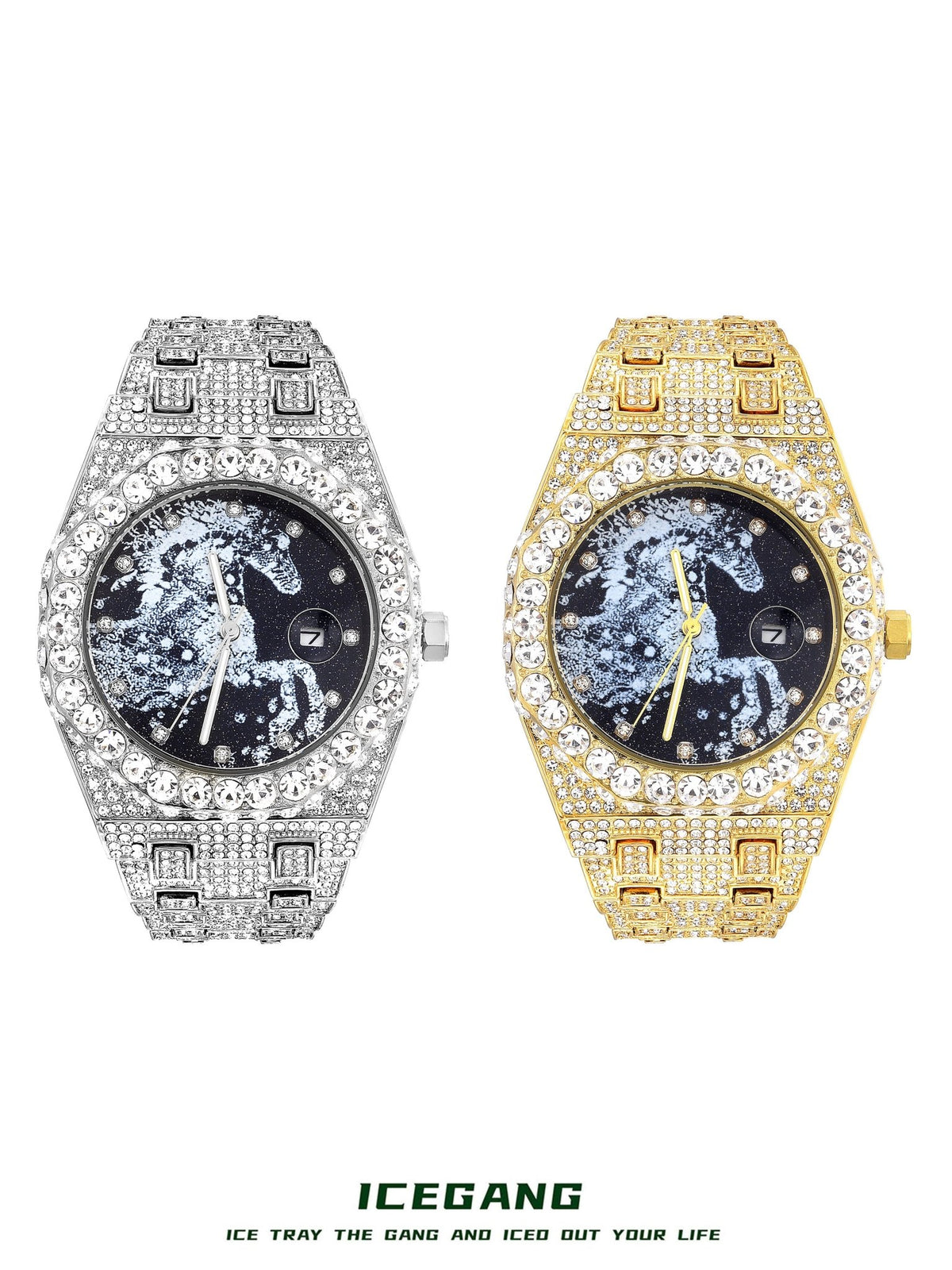 ICEGANG Year of the Horse limited starry sky full diamond oak watch natal year zodiac gift quartz watch for men and women - رفعة