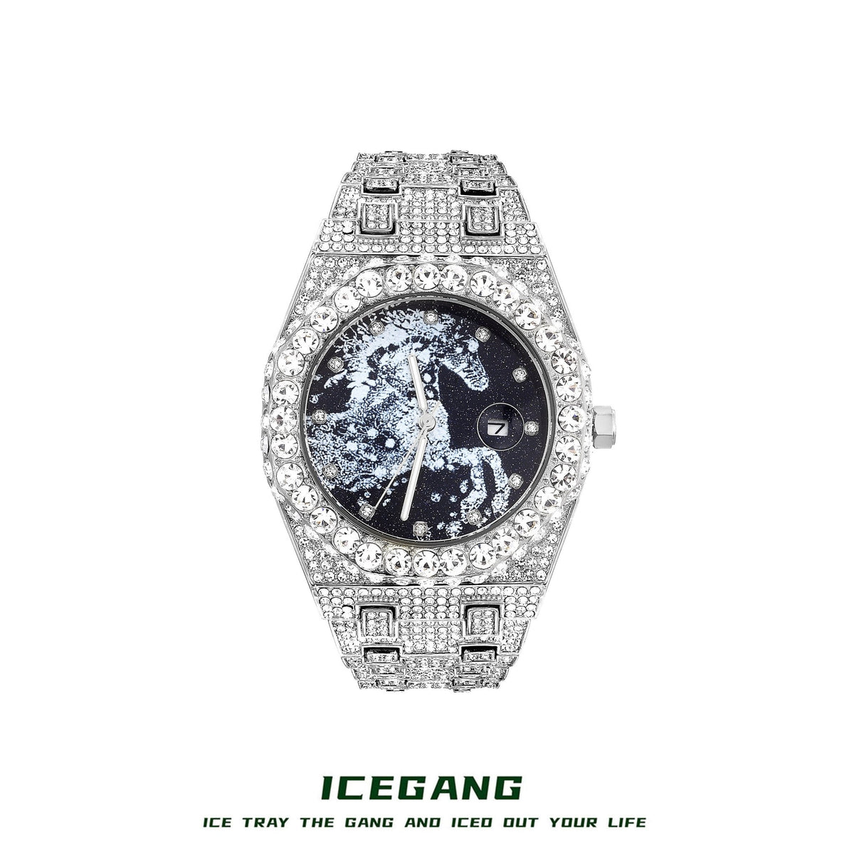 ICEGANG Year of the Horse limited starry sky full diamond oak watch natal year zodiac gift quartz watch for men and women - رفعة