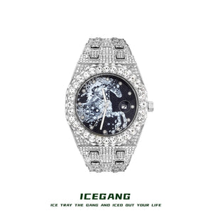 ICEGANG Year of the Horse limited starry sky full diamond oak watch natal year zodiac gift quartz watch for men and women - رفعة