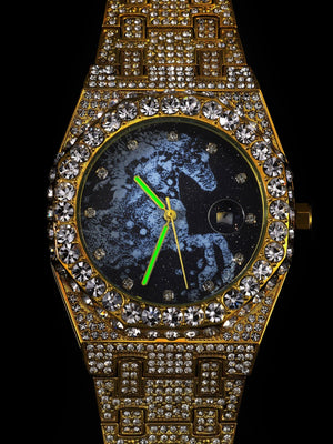 ICEGANG Year of the Horse limited starry sky full diamond oak watch natal year zodiac gift quartz watch for men and women - رفعة