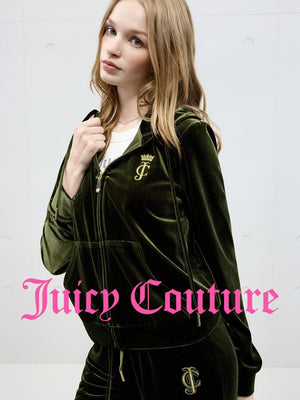 Juicy Couture [Watery Velvet] Jacket Women's Hooded Green Top - رفعة