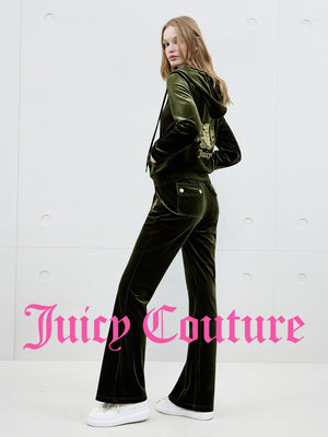 Juicy Couture [Watery Velvet] Jacket Women's Hooded Green Top - رفعة