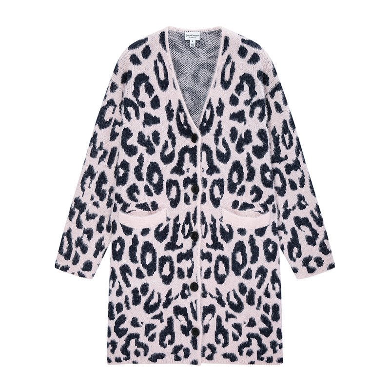 كارديغان نسائي Juicy Couture ميدي بنقشة النمر جاكار وردي - رفعة