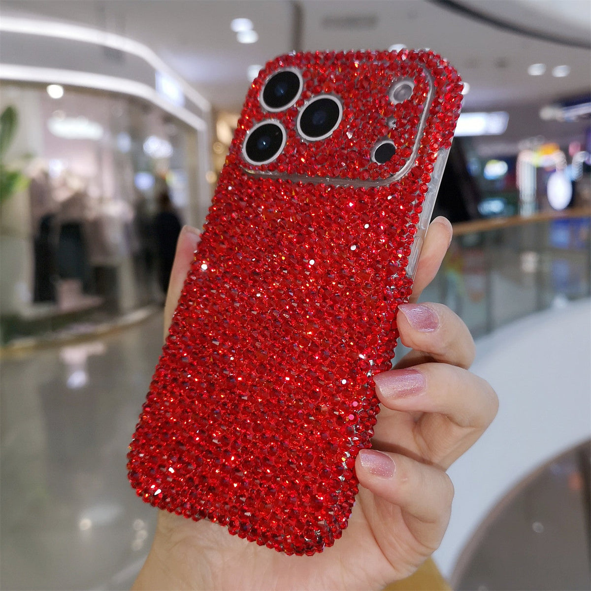 كفر iPhone أحمر مرصع بالكريستال | كفر آيفون فخم - رفعة