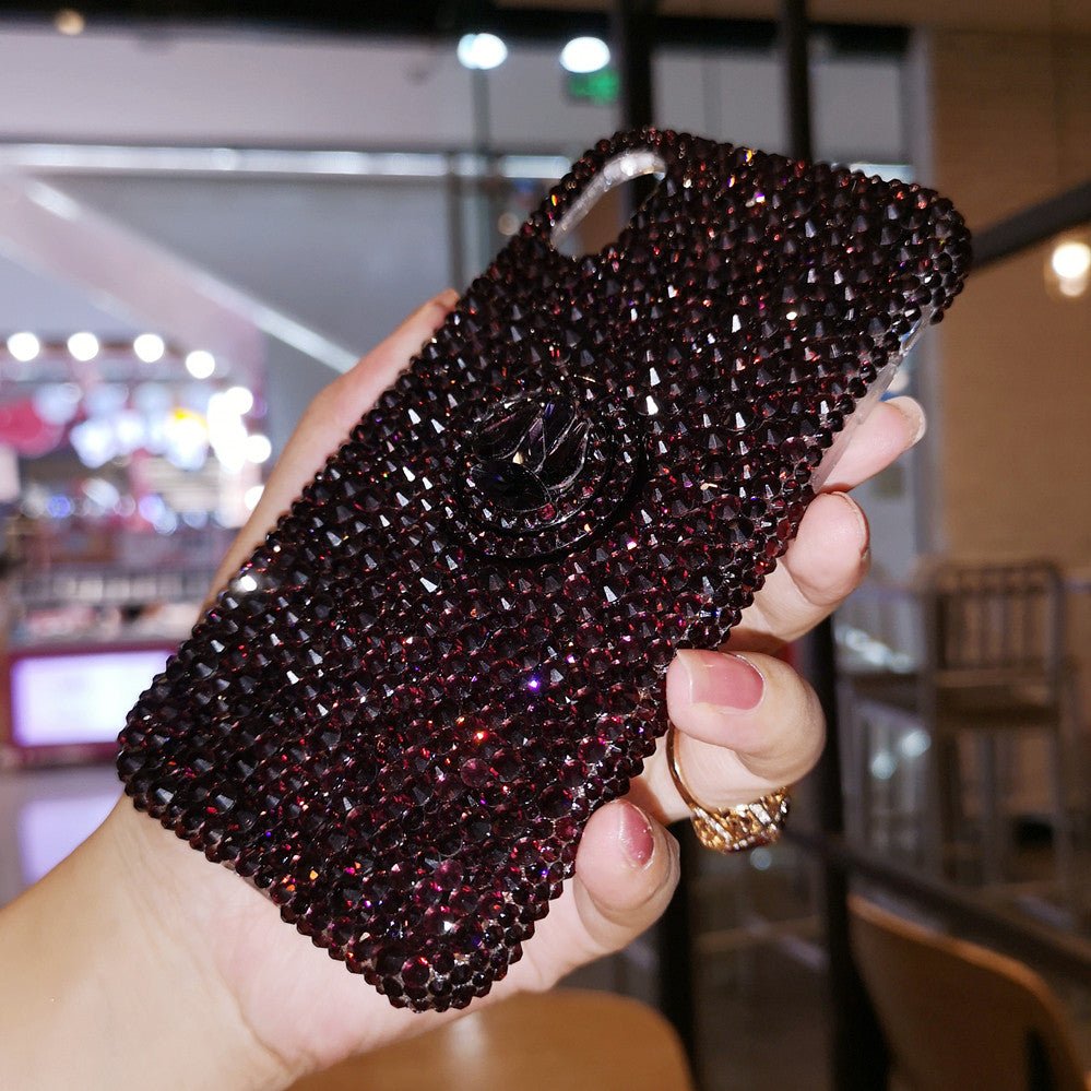كفر iPhone فاخر مرصع بالكريستال عنابي غامق - رفعة