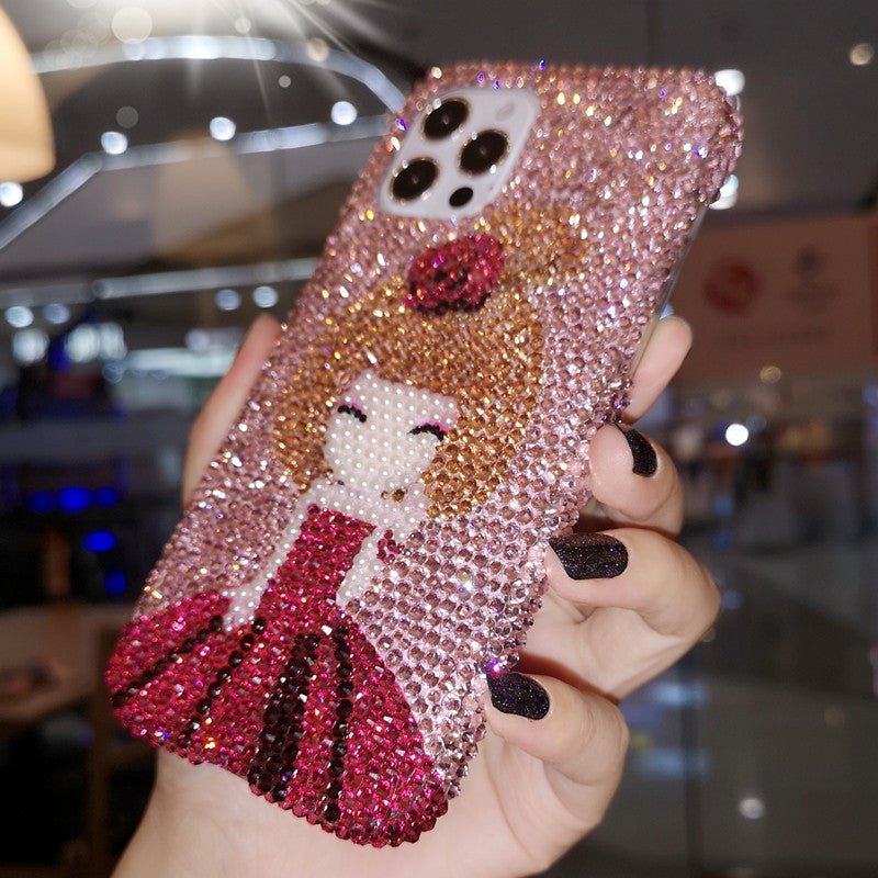 كفر iPhone مرصع بالكريستال الوردي بتصميم أنيق نسائي - رفعة