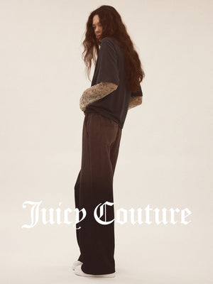 قميص نسائي محبوك بمظهر قطعتين وترتر وشبك Juicy Couture رمادي - رفعة